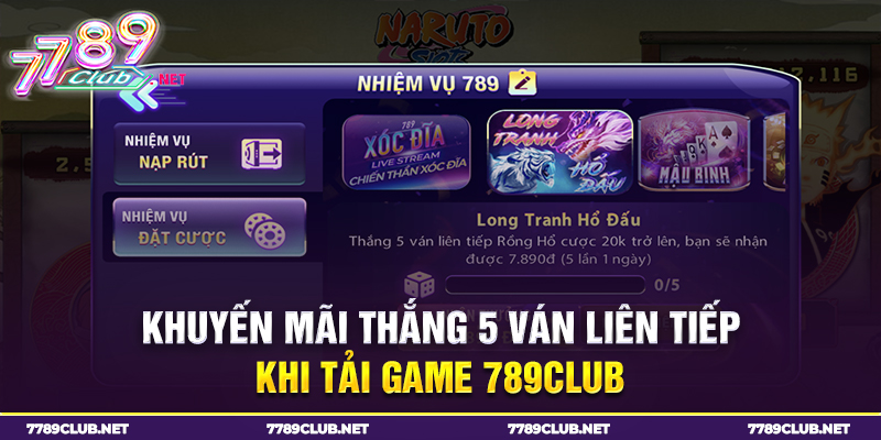 Chi tiết khuyến mãi thắng 5 ván liên tiếp khi tải game 789club