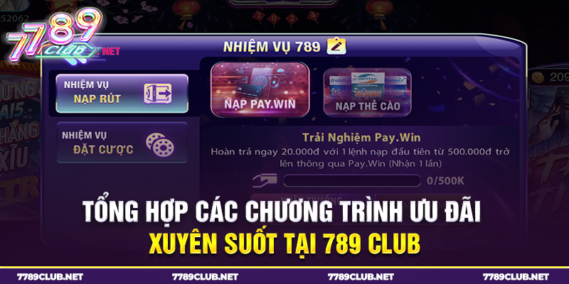 Tổng hợp các chương trình ưu đãi xuyên suốt tại 789 Club